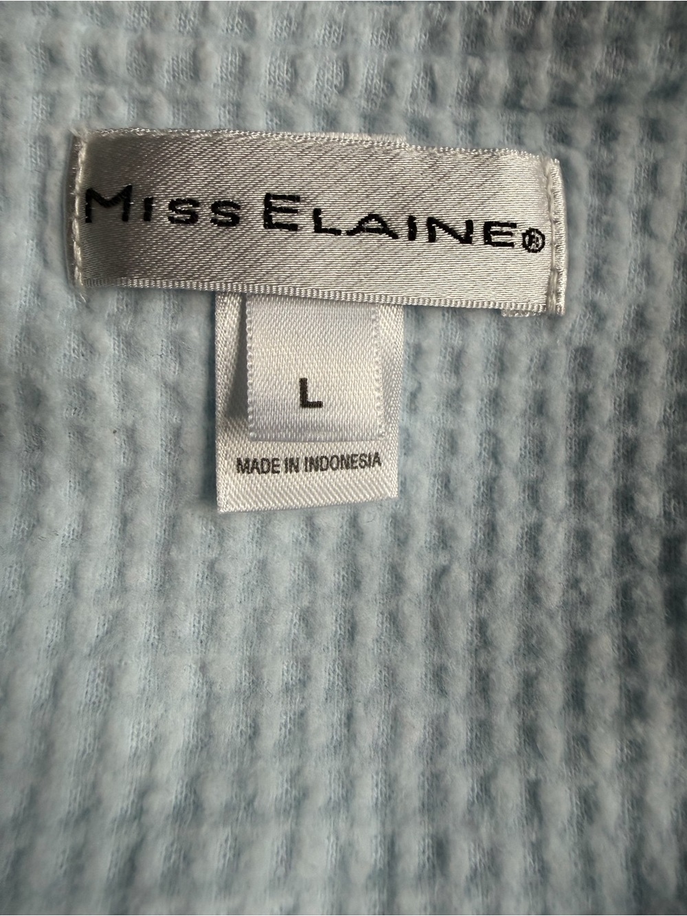 NWOT Miss Elaine Baby Blue Brushed Waffle Knit Snap Robe - Picture 6 of 7